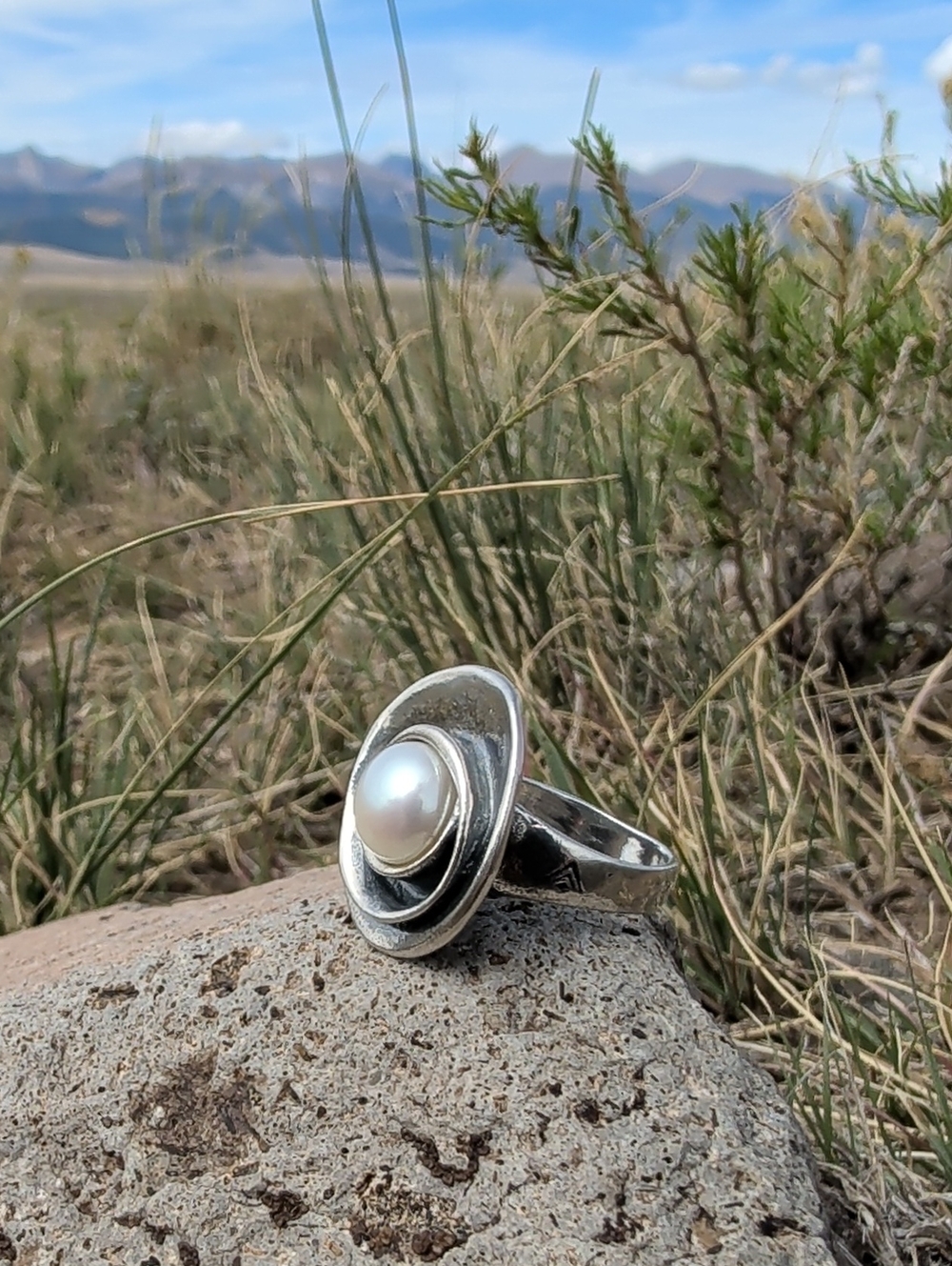 Silpada 925 Sterling Silver Pearl Dome Ring, Size 6